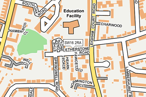 SW16 2RA map - OS OpenMap – Local (Ordnance Survey)