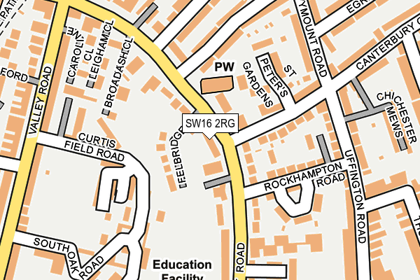 SW16 2RG map - OS OpenMap – Local (Ordnance Survey)