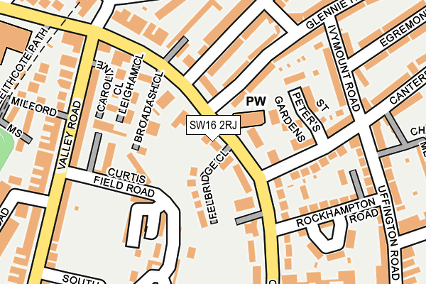 SW16 2RJ map - OS OpenMap – Local (Ordnance Survey)