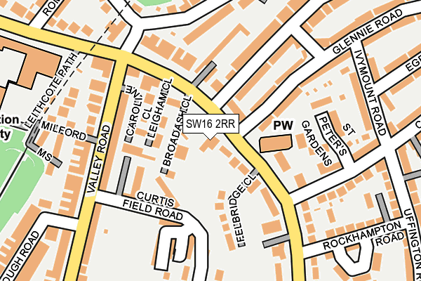 SW16 2RR map - OS OpenMap – Local (Ordnance Survey)