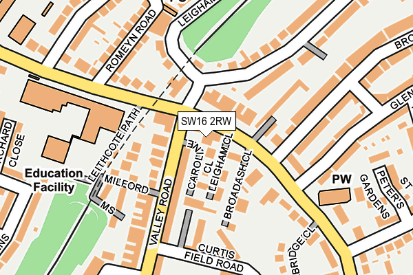 SW16 2RW map - OS OpenMap – Local (Ordnance Survey)