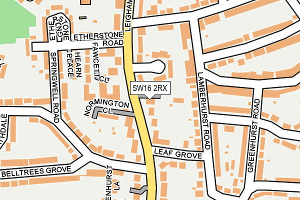SW16 2RX map - OS OpenMap – Local (Ordnance Survey)
