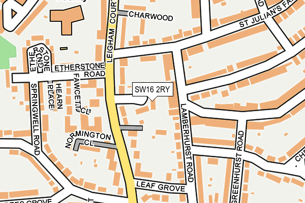 SW16 2RY map - OS OpenMap – Local (Ordnance Survey)