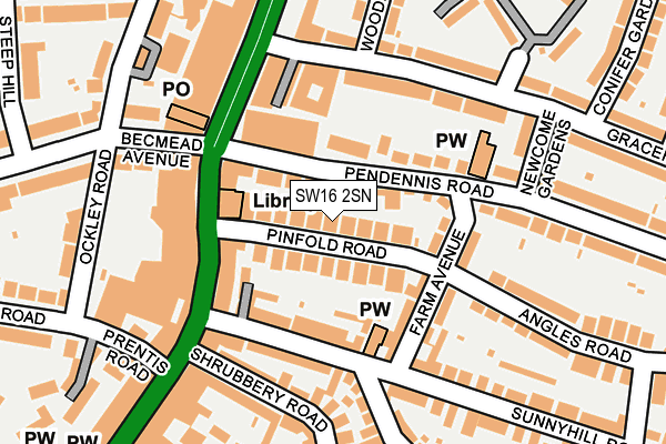 SW16 2SN map - OS OpenMap – Local (Ordnance Survey)