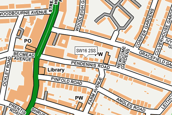 SW16 2SS map - OS OpenMap – Local (Ordnance Survey)