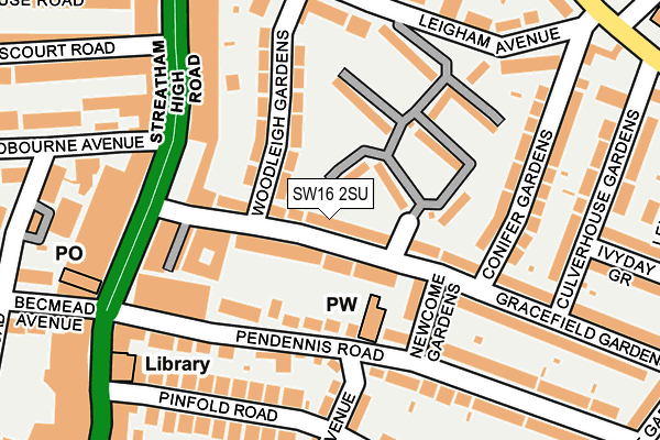 SW16 2SU map - OS OpenMap – Local (Ordnance Survey)