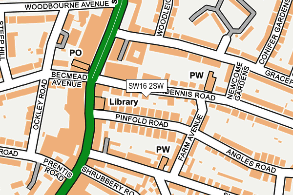 SW16 2SW map - OS OpenMap – Local (Ordnance Survey)