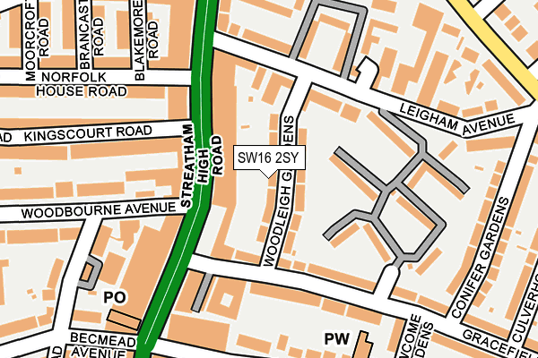 SW16 2SY map - OS OpenMap – Local (Ordnance Survey)