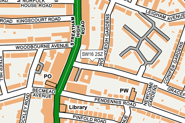 SW16 2SZ map - OS OpenMap – Local (Ordnance Survey)