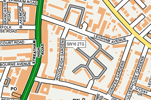 SW16 2TG map - OS OpenMap – Local (Ordnance Survey)