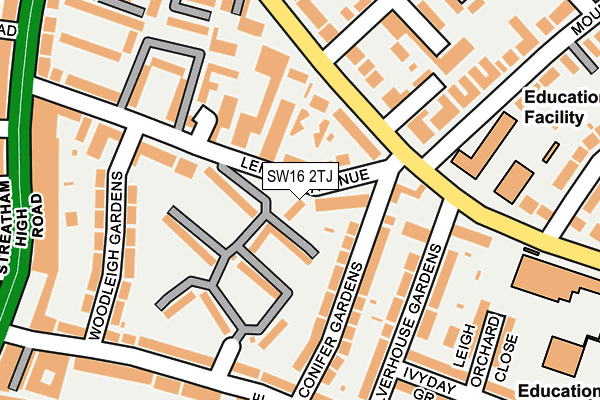 SW16 2TJ map - OS OpenMap – Local (Ordnance Survey)