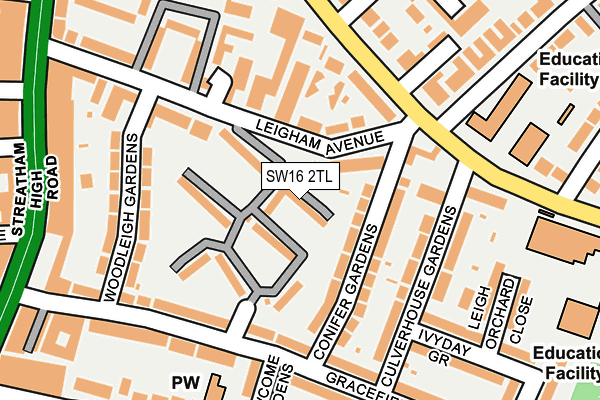SW16 2TL map - OS OpenMap – Local (Ordnance Survey)