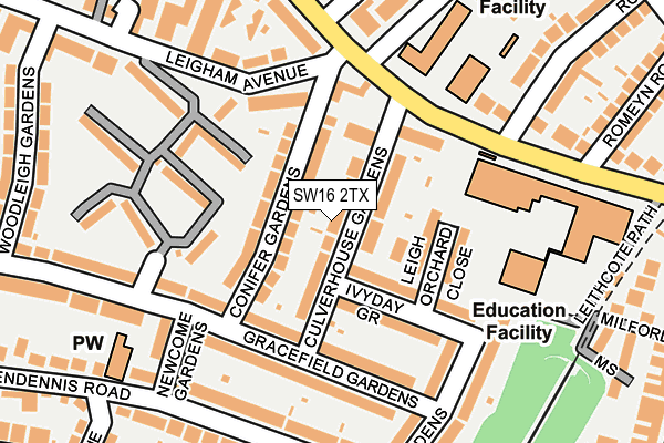 SW16 2TX map - OS OpenMap – Local (Ordnance Survey)