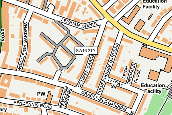 SW16 2TY map - OS OpenMap – Local (Ordnance Survey)