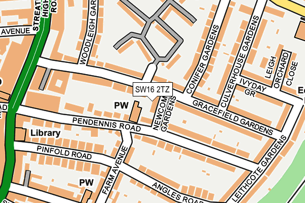 SW16 2TZ map - OS OpenMap – Local (Ordnance Survey)