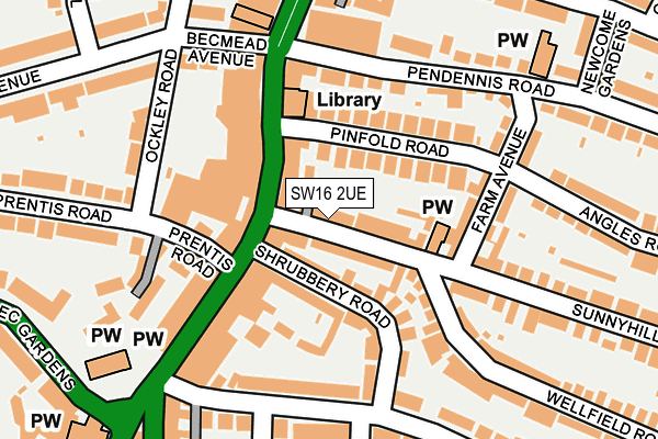 SW16 2UE map - OS OpenMap – Local (Ordnance Survey)