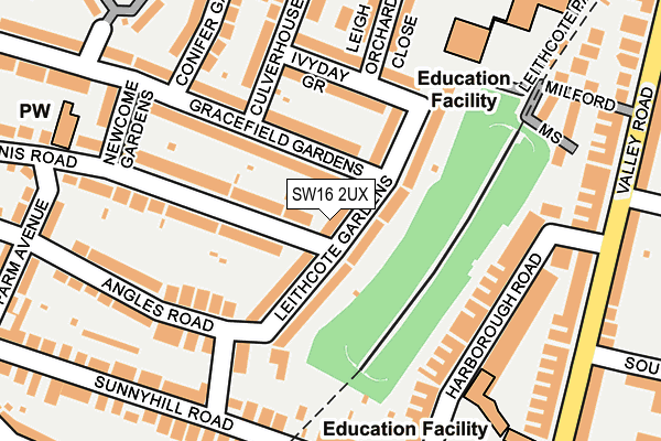 SW16 2UX map - OS OpenMap – Local (Ordnance Survey)