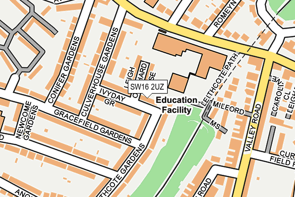 SW16 2UZ map - OS OpenMap – Local (Ordnance Survey)