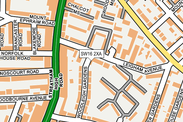 SW16 2XA map - OS OpenMap – Local (Ordnance Survey)