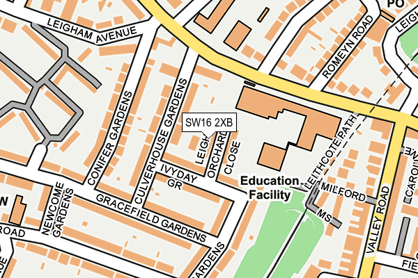 SW16 2XB map - OS OpenMap – Local (Ordnance Survey)