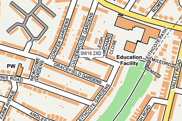 SW16 2XD map - OS OpenMap – Local (Ordnance Survey)