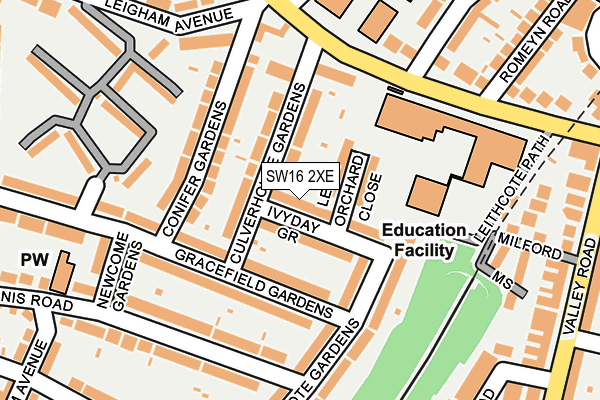 SW16 2XE map - OS OpenMap – Local (Ordnance Survey)