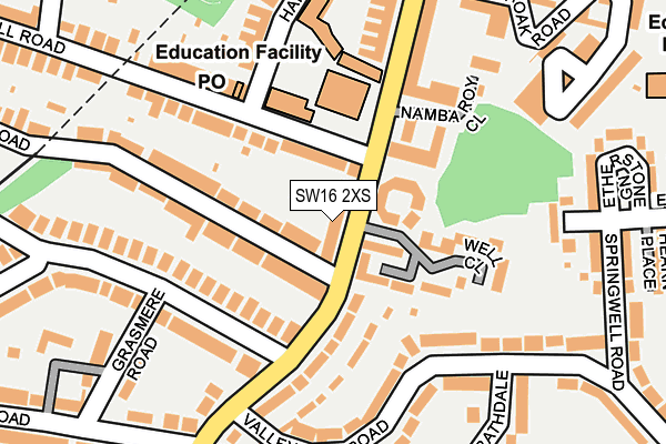 SW16 2XS map - OS OpenMap – Local (Ordnance Survey)