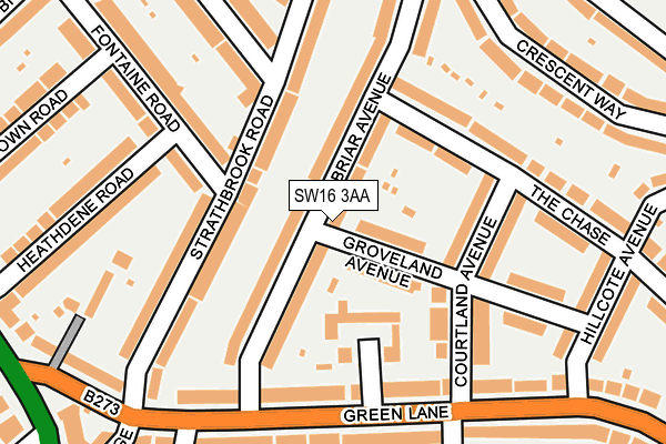 SW16 3AA map - OS OpenMap – Local (Ordnance Survey)