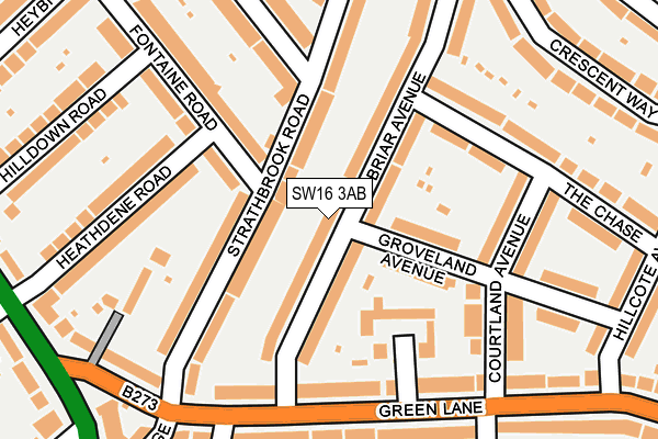 SW16 3AB map - OS OpenMap – Local (Ordnance Survey)