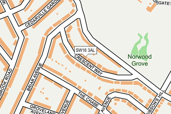 SW16 3AL map - OS OpenMap – Local (Ordnance Survey)