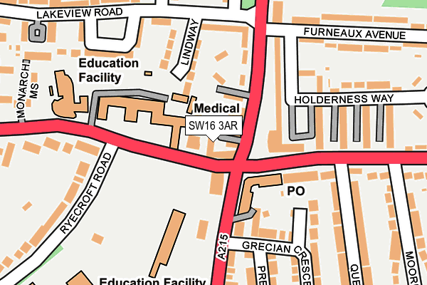 SW16 3AR map - OS OpenMap – Local (Ordnance Survey)