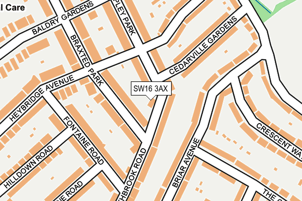 SW16 3AX map - OS OpenMap – Local (Ordnance Survey)