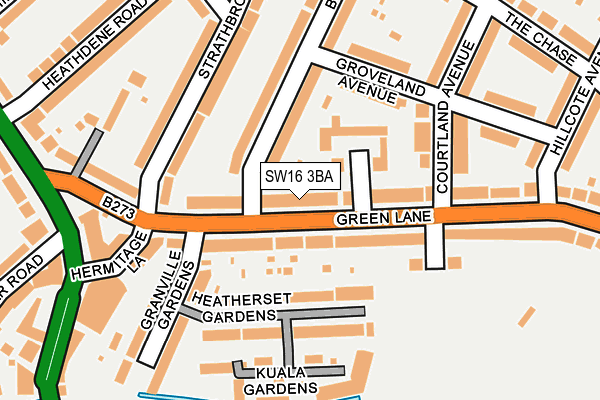 SW16 3BA map - OS OpenMap – Local (Ordnance Survey)