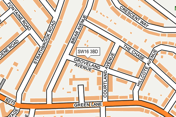 SW16 3BD map - OS OpenMap – Local (Ordnance Survey)