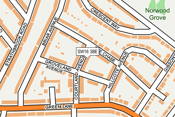 SW16 3BE map - OS OpenMap – Local (Ordnance Survey)