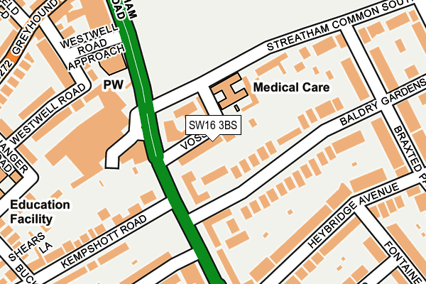 SW16 3BS map - OS OpenMap – Local (Ordnance Survey)