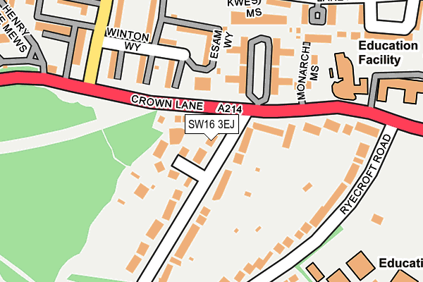 SW16 3EJ map - OS OpenMap – Local (Ordnance Survey)