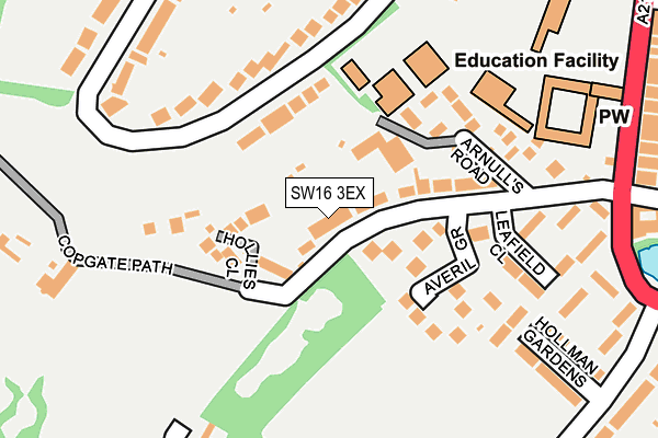 SW16 3EX map - OS OpenMap – Local (Ordnance Survey)