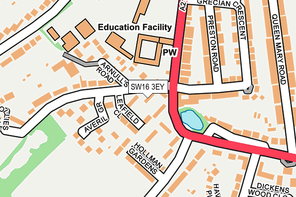 SW16 3EY map - OS OpenMap – Local (Ordnance Survey)