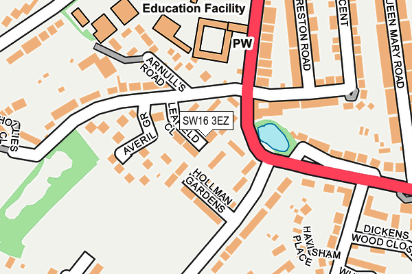 SW16 3EZ map - OS OpenMap – Local (Ordnance Survey)