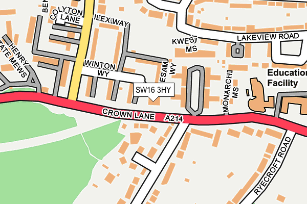 SW16 3HY map - OS OpenMap – Local (Ordnance Survey)