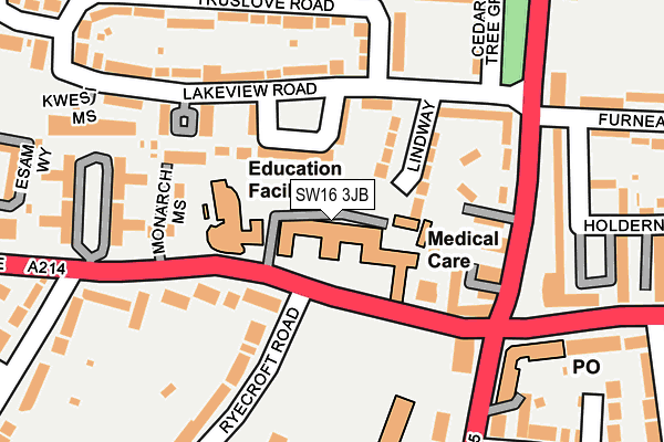 SW16 3JB map - OS OpenMap – Local (Ordnance Survey)