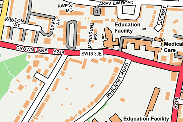 SW16 3JE map - OS OpenMap – Local (Ordnance Survey)