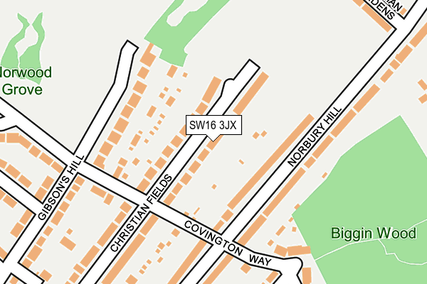 SW16 3JX map - OS OpenMap – Local (Ordnance Survey)
