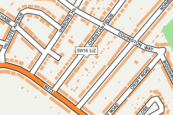 SW16 3JZ map - OS OpenMap – Local (Ordnance Survey)