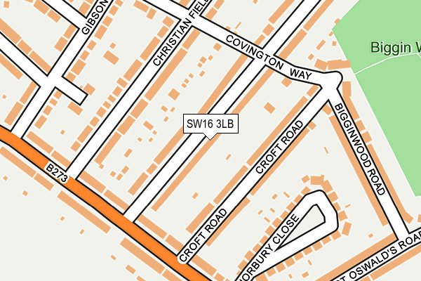 SW16 3LB map - OS OpenMap – Local (Ordnance Survey)