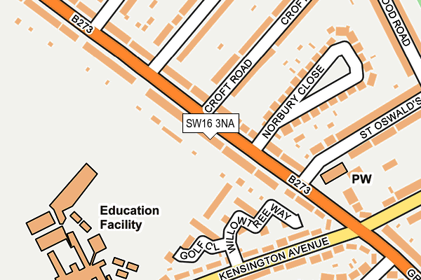 SW16 3NA map - OS OpenMap – Local (Ordnance Survey)