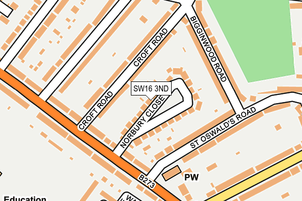 SW16 3ND map - OS OpenMap – Local (Ordnance Survey)