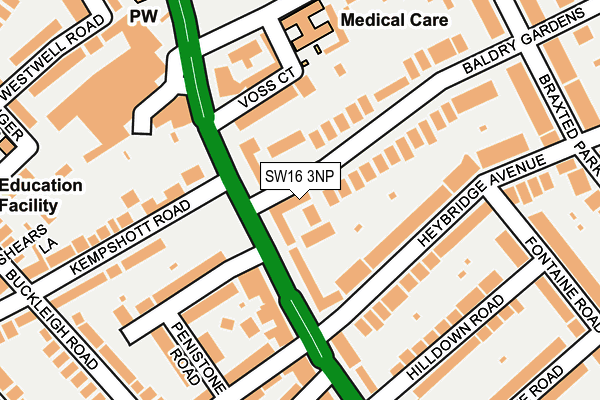 SW16 3NP map - OS OpenMap – Local (Ordnance Survey)