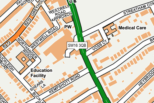 SW16 3QB map - OS OpenMap – Local (Ordnance Survey)